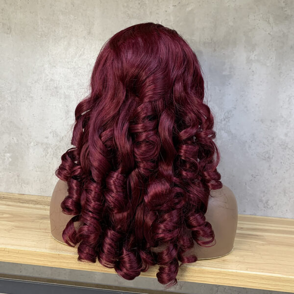 #99j Double Drawn Bouncy Curl 13x4 Transparent Lace Full Frontal 300% Density Wig - Image 4